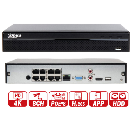 DAHUA DHI-NVR1108HS-8P-S3/H 8 Channel Compact 1U 8PoE Lite H.265 Network Video Recorder