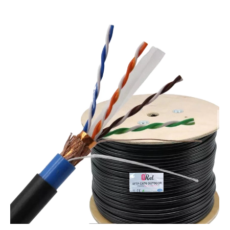 Orel Entry Câble Ethernet Outdoor (Extérieur) SFTP Cat6 23AWG CCA 305m Blindé Double Gaine Noir