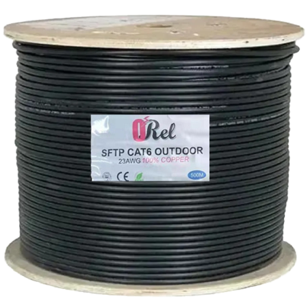 Orel ProCâble Ethernet Outdoor (Extérieur) SFTP Cat6 23AWG 100% Copper 500m Blindé Double Gaine Noir